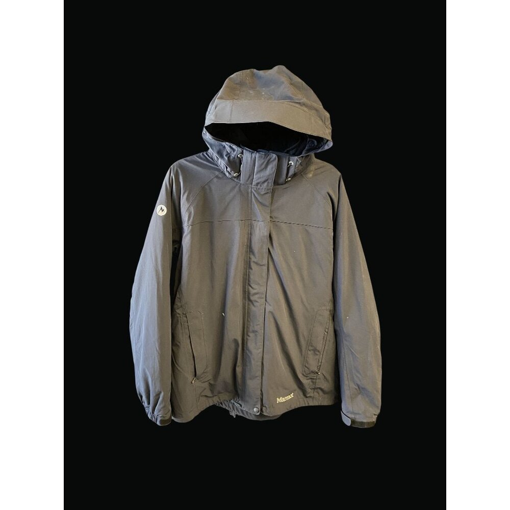 Marmot Black Hooded Waterproof Jacket XL Lightweight Outdoor Coat CLO1 R